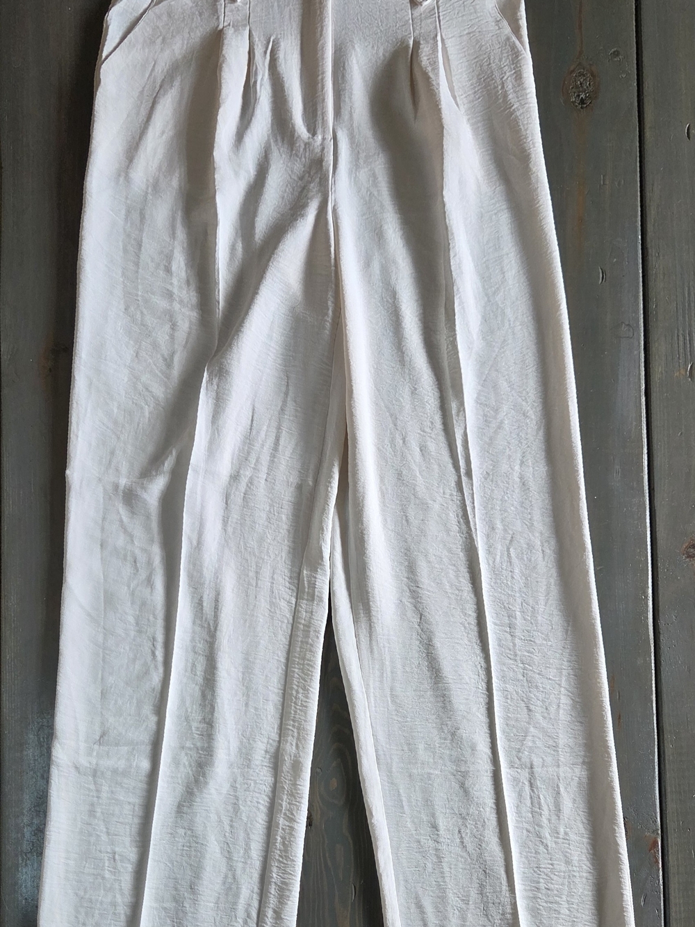 Haver & Blair Womens White Wide Leg Pants Size M High Rise Pull On Casual